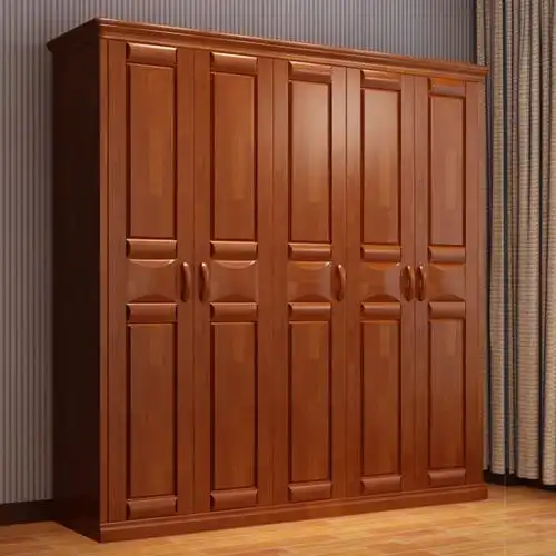 衣柜现代简约中式木质三门四门五门六门组合中式卧室套房家具 海棠色