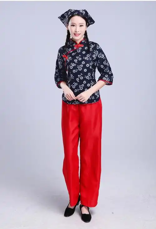 阿庆嫂演出服碎花秧歌舞蹈表演服民国学生装五四青年服村姑采茶女