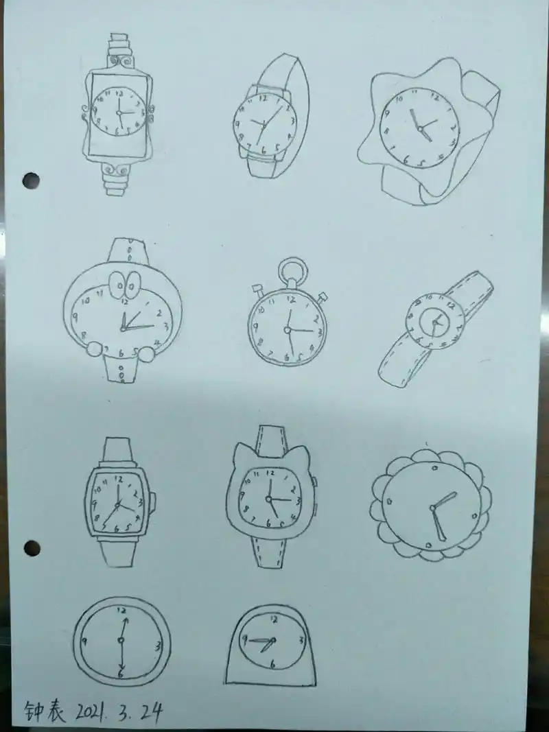 简笔画钟表,坚持打卡