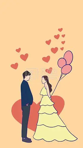 图怪兽原创素材卡通情侣人物手机背景