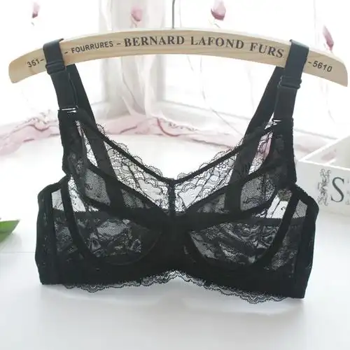 波迷娜bomina款蕾丝大码女士文胸内衣透气性感透明舒适侧收易干易洗胖