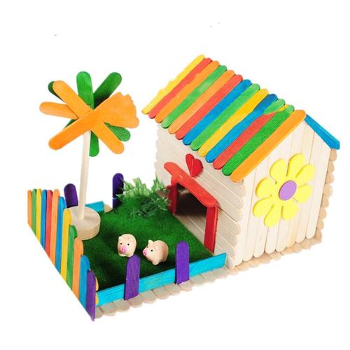 雪糕棒diy创意小房子模型小屋手工亲子幼儿园儿童手工制作材料包 生肖