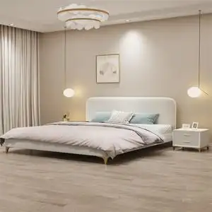 北欧布艺床现代简约主卧室床米白色双人床少女床轻奢ins网红婚床