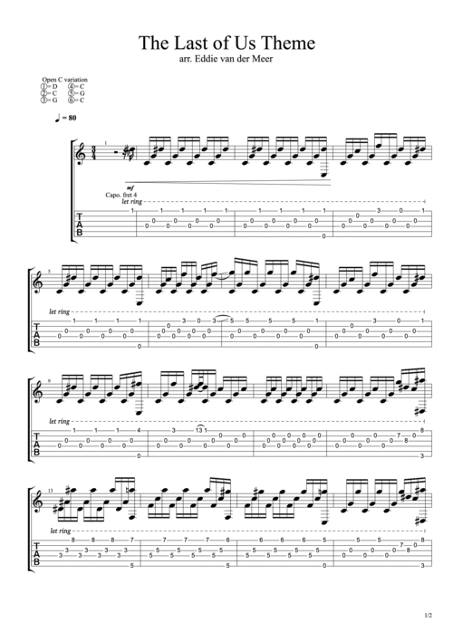 the last of us(最后生还者 美国末日)主题曲吉他谱1