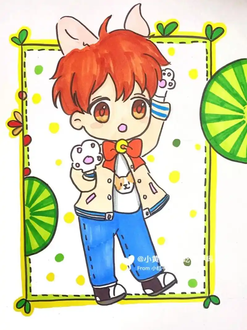 动漫男生 #卡通画# #马克笔# #动漫男生# #男生动漫# #猫咪男生