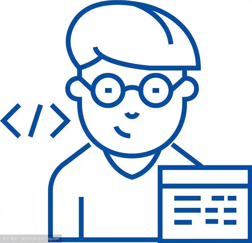 程序员线图标概念程序员平面