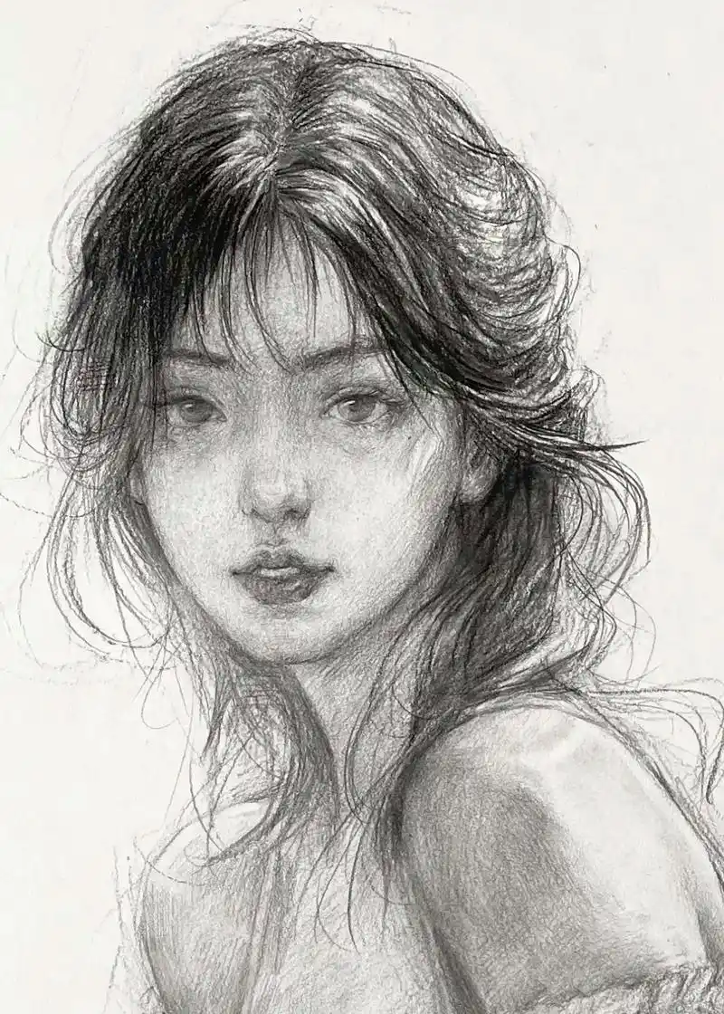 有谁可以左右脸对称吗?#素描 #美女 #原创 #人物肖像 # - 抖音