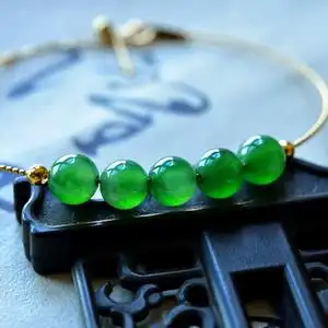 缅甸天然a货翡翠精品冰种起胶满阳绿顶珠7mm女士打孔镶嵌单珠y801