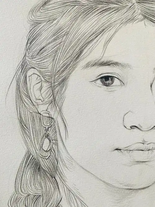 线性素描女青年