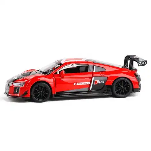 成真奥迪r8lms赛道赛车模型开门回力合金车模车模