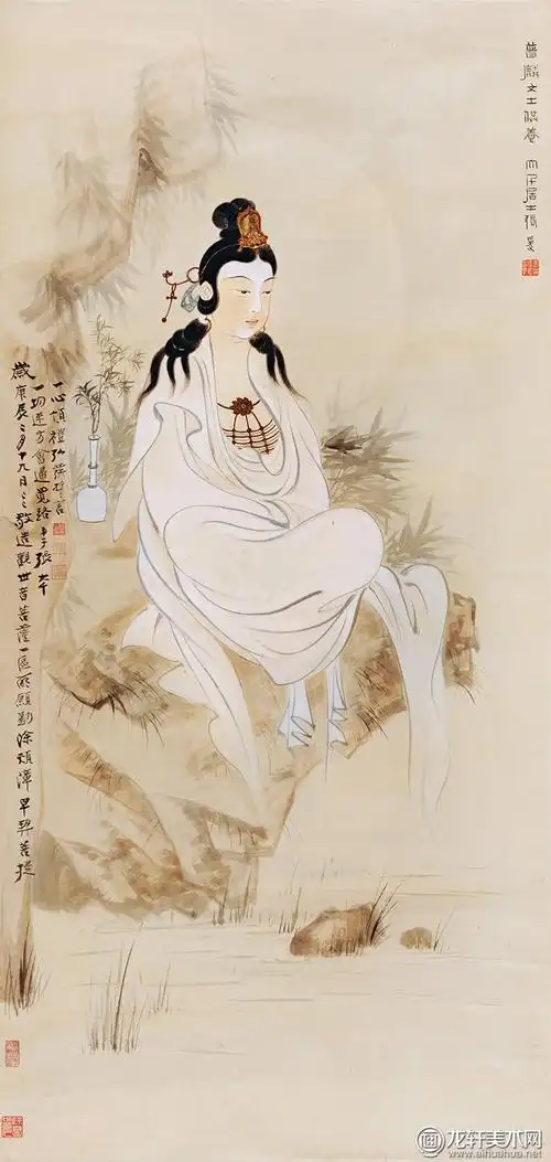 张大千观世音造像人物道释画观音像图轴赏析