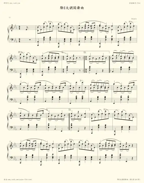 钢琴谱:降e大调圆舞曲