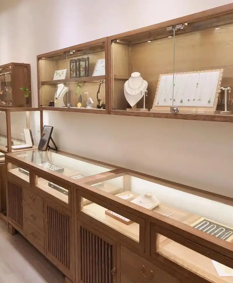 中式原木风珠宝首饰玉器文玩展示柜.新中式风格,纯实木制作,原 - 抖音