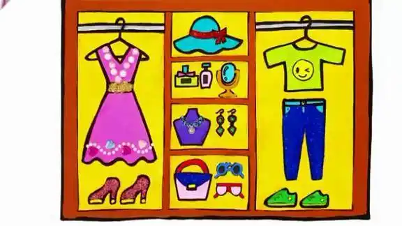 儿童简笔画金粉可爱衣柜