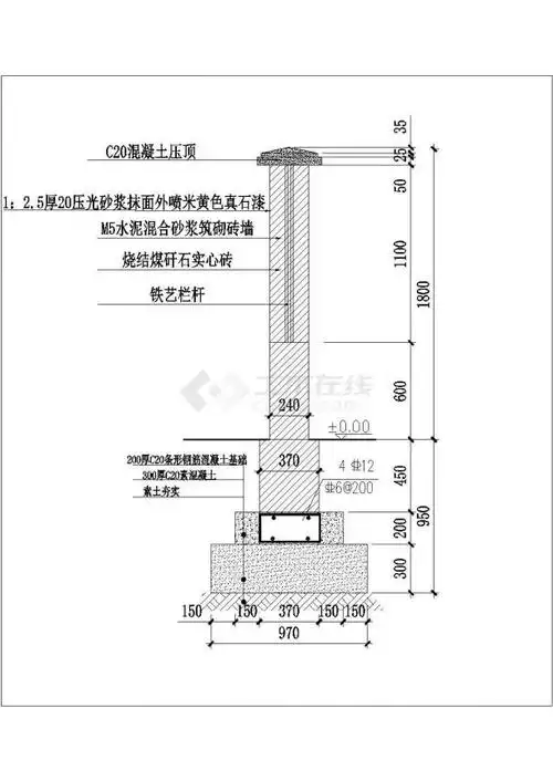 围墙建筑施工cad图