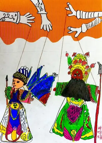 2019年暑假小画家1班,小画家2班第十五课《泉州提线木偶》