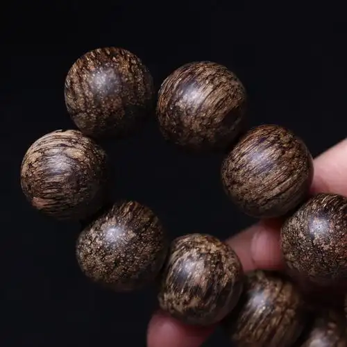 沉香越南芽庄白奇楠手串佛珠手链白棋莺歌绿奇佛珠