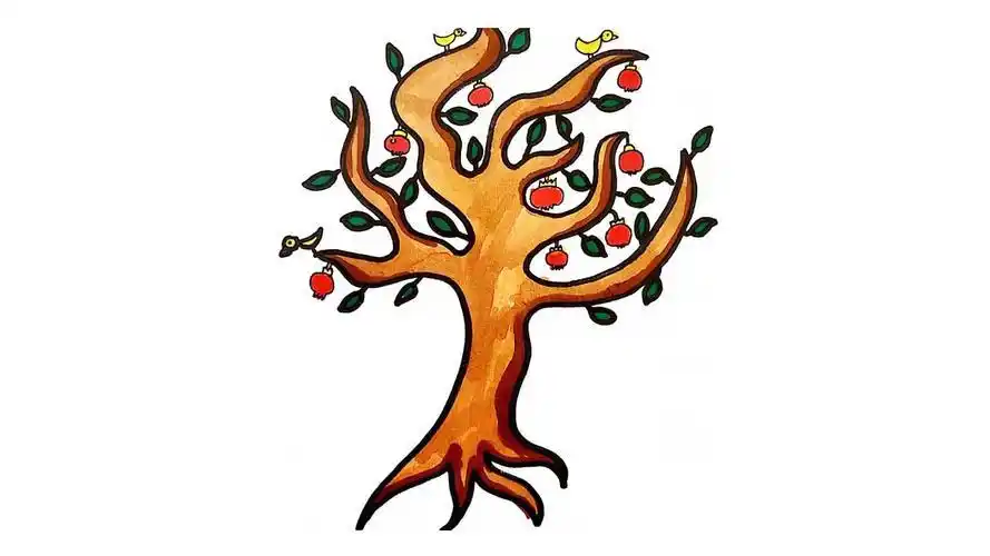 石榴树的简笔画