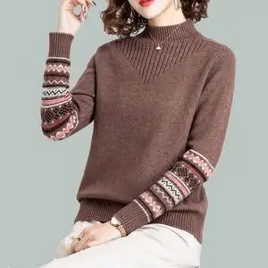 新品哥弟新款羊毛衫女半高领短款毛衣大码秋冬加厚羊绒打底衫