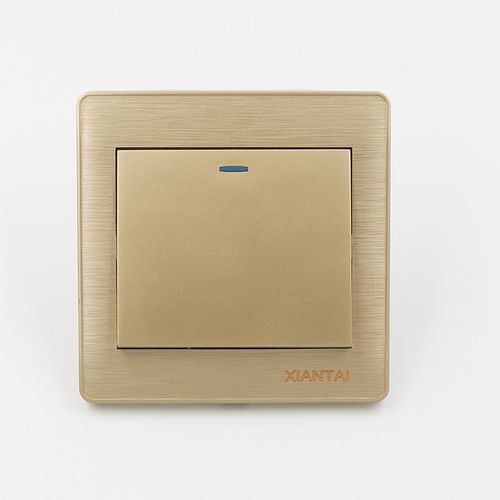 仙泰单联单控开关供应香槟色墙壁开关香槟金拉丝单联开关