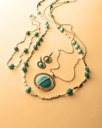 18k senso metal-wrapped turquoise necklace with diamonds, 31"