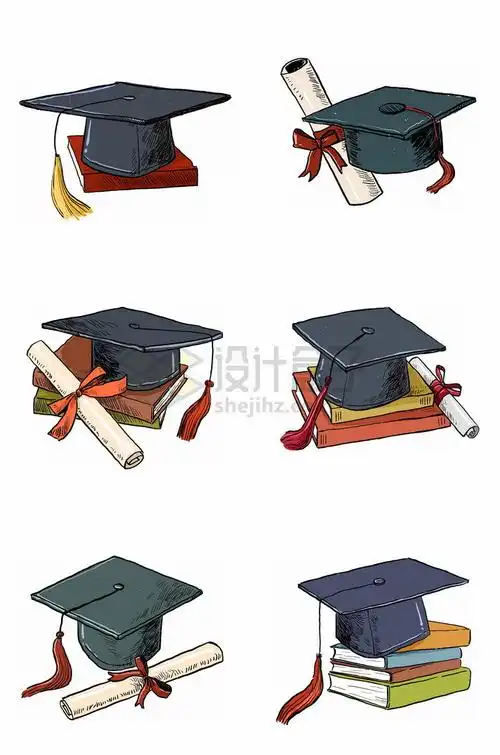 博士帽学士帽大学毕业季png图片免抠素材材质贴图ui设计表情包简笔画