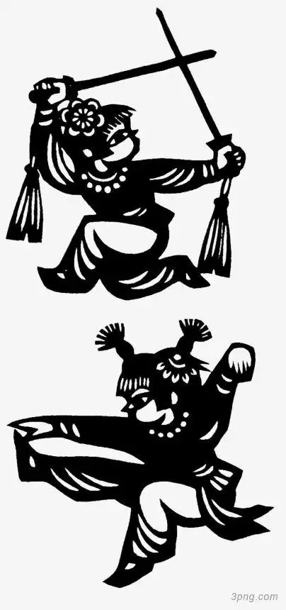 中国风人物传统文化镂空剪纸