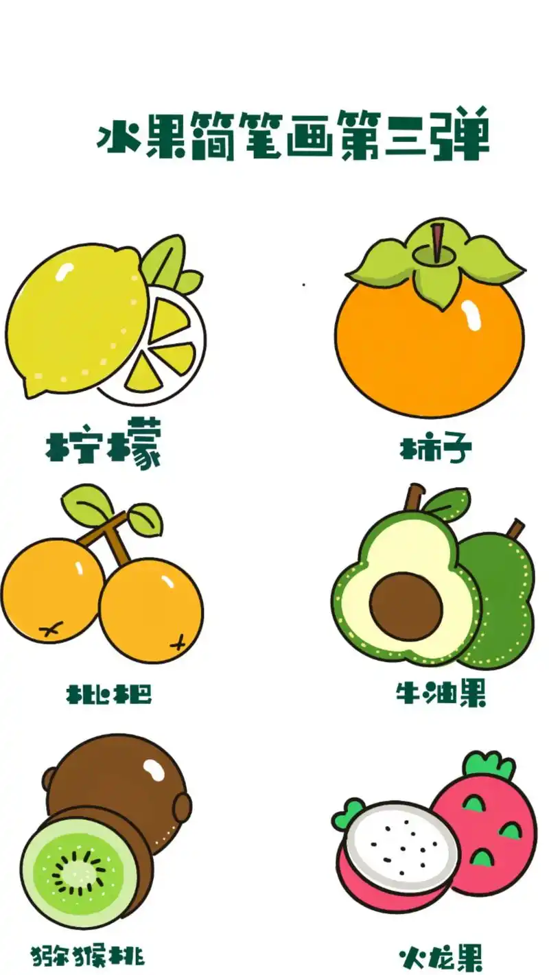 水果简笔画第三集.#简笔画 #跟着抖音学画画 #儿童画 - 抖音