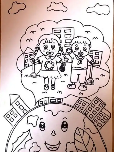 简笔画保护地球爱护环境简笔画上色绘画文化小班简笔画地球我们的家园