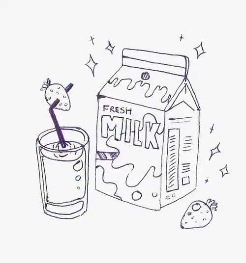 黑白牛奶手绘