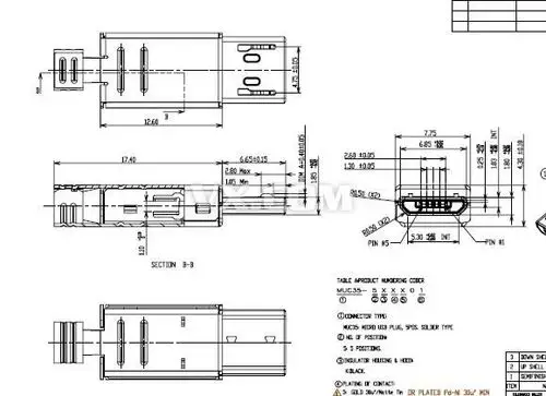 micro-usb封装尺寸图
