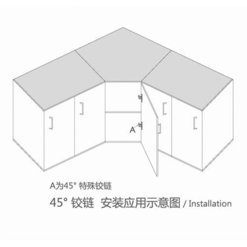 定制dtc东泰正45度铰链 斜边异形橱柜门合页 家具特殊角度五角柜