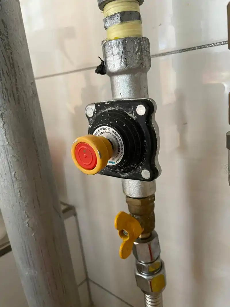 燃气灶打不着火 可能是图片中的自闭阀自动关闭了,可以拔出来再试试