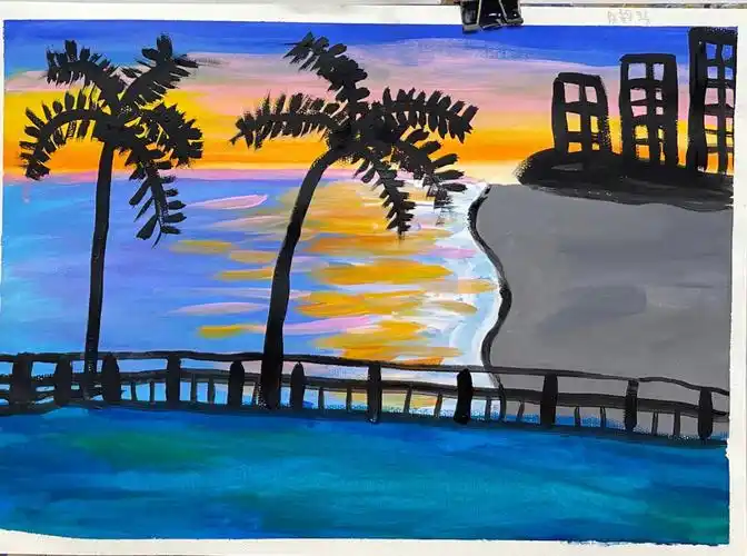 巩固了物体的前后遮挡关系和晕染渐变色的知识原创 水粉课程   儿童画