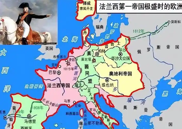 并成立了"莱茵联邦"将德国境内的大小诸侯国包裹在法兰西的羽翼之下