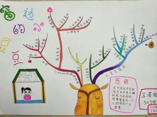 505班王若欣读完《窗边的小豆豆》后绘制的思维导图