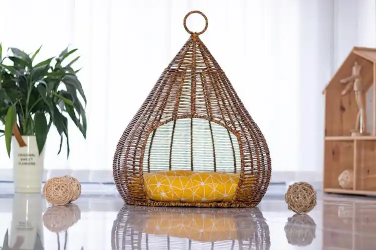 藤编手工编织猫狗宠物透气环保四季可用冲洗猫窝