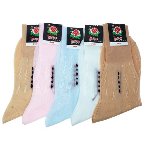 女牡丹牌锦纶丝袜老式松口袜老年人尼龙夏季丝袜耐磨宽口独立包装