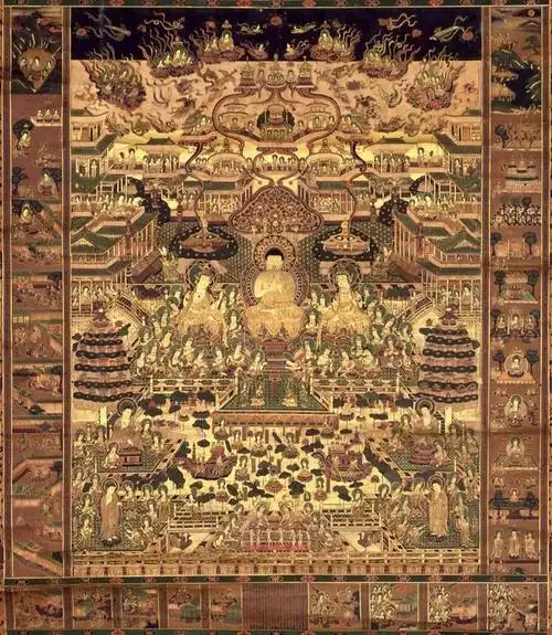 极乐世界图_佛画线描_佛教艺术_中国佛网