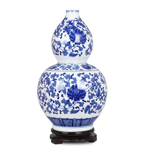 花瓶摆件景德镇陶瓷青花瓷缠枝葫芦古典家居家居装饰装饰品花瓶
