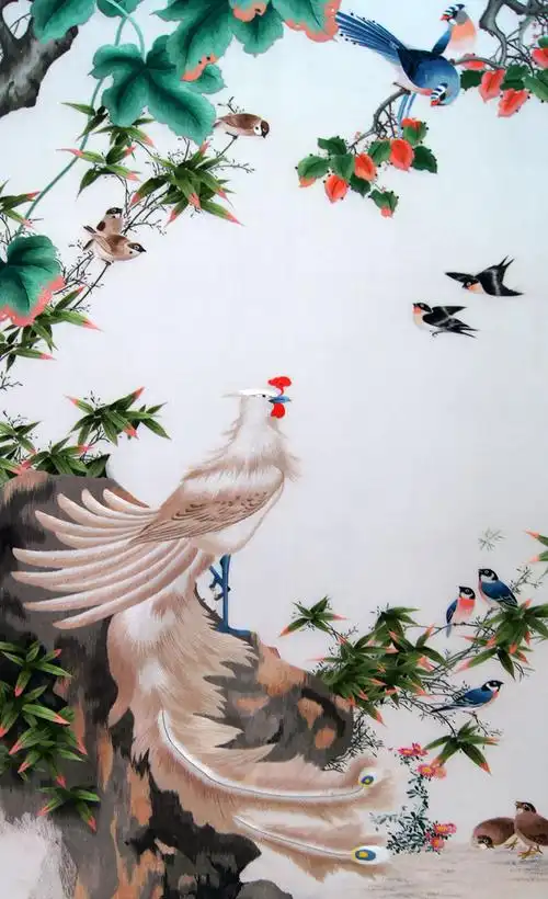 苏绣单面绣 《百鸟朝凤》