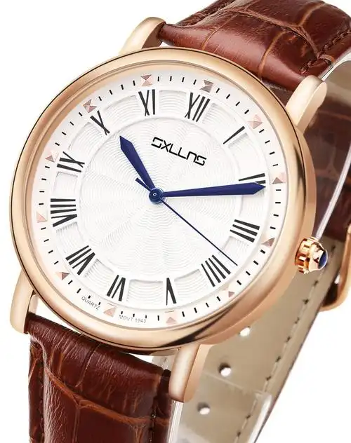 赛伦斯sxllns时尚皮具专场玫瑰金轻薄皮质情侣对表5019js_唯品会