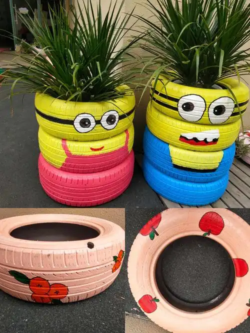 其它 轮胎变变变 写美篇创意轮胎画既让孩子们感受到自己动手变废为宝