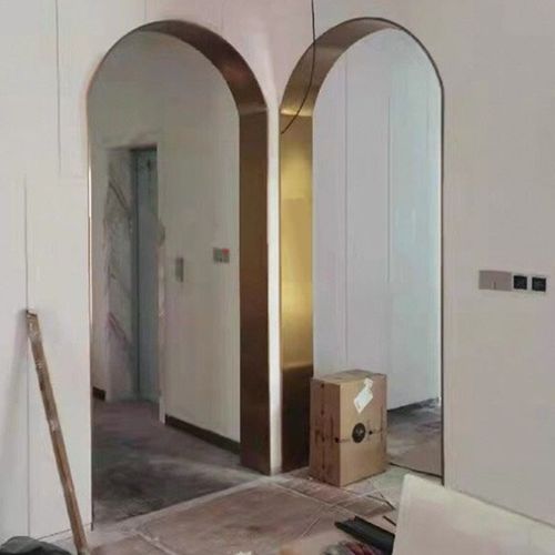 不锈钢拱门一体成型圆弧形金属门套门头门框现代金属客厅线条定制