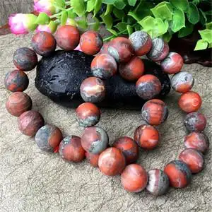 天然保山南红玛瑙包浆磨砂铁皮单圈手串手链5