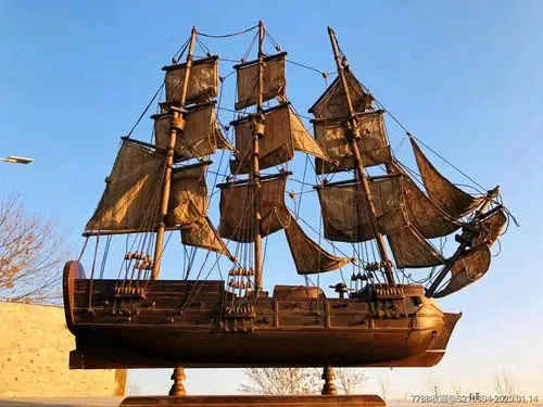 民国时期楠木帆船模型,全品包老,一帆风顺