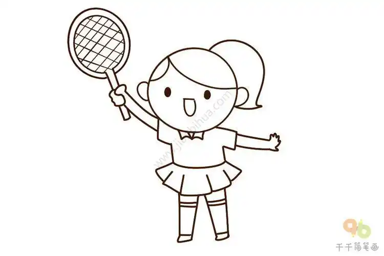 运动人物打网球简笔画