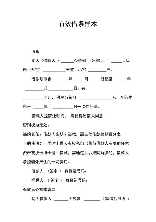 有效借条样本