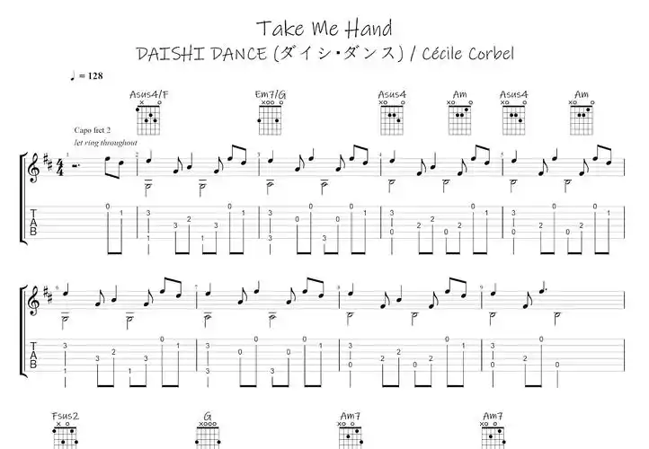 take me hand吉他谱_cécile corbel_c调指弹吉他谱 - 吉他世界