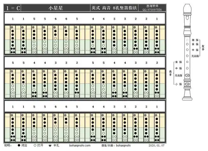 竖笛指法小星星